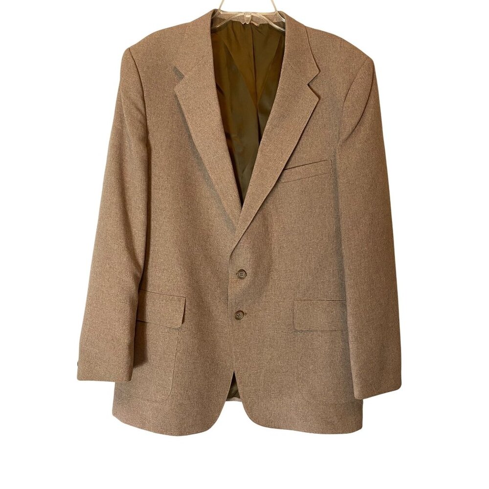 Vintage Levis Action Suit Blazer Tan Wool Blend Professional Menswear 46L